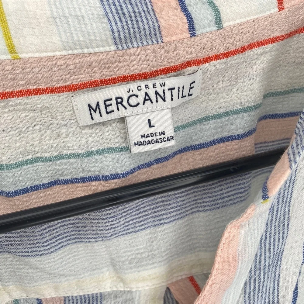 J. Crew Mercantile colorful striped button down spring shirt size large